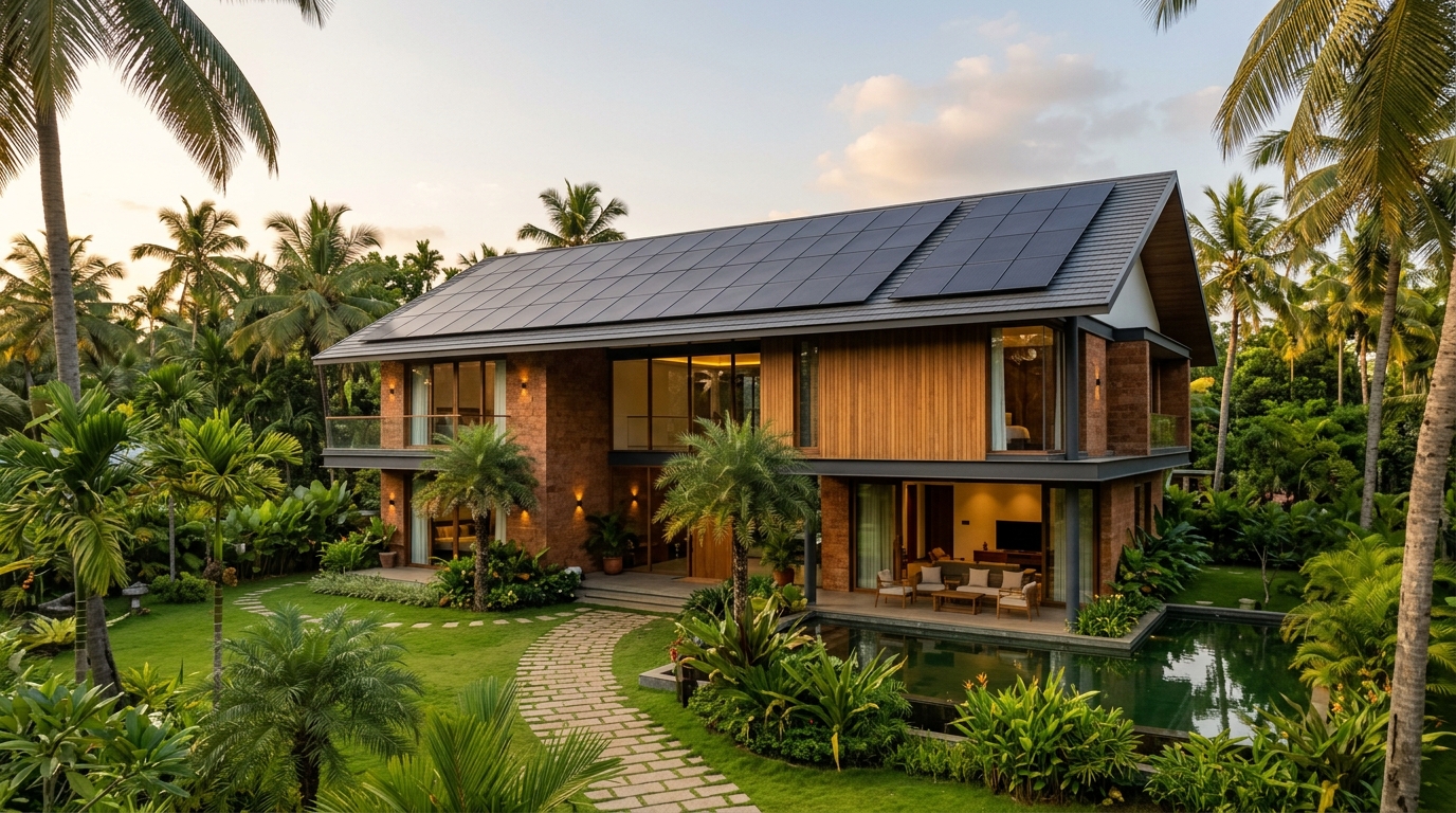 Premium Solar Installation Luxury Kerala Villa